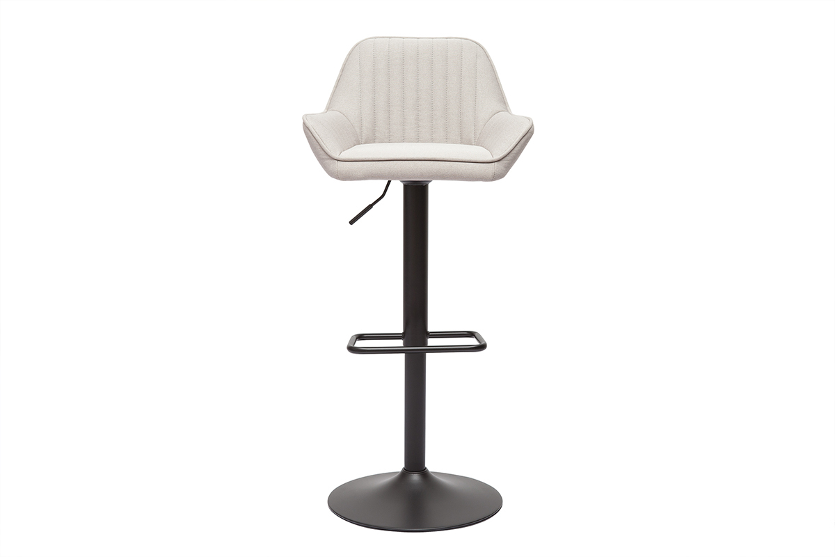 Set de 2 taburetes de cocina ajustable de tela beige y metal negro RONNIE