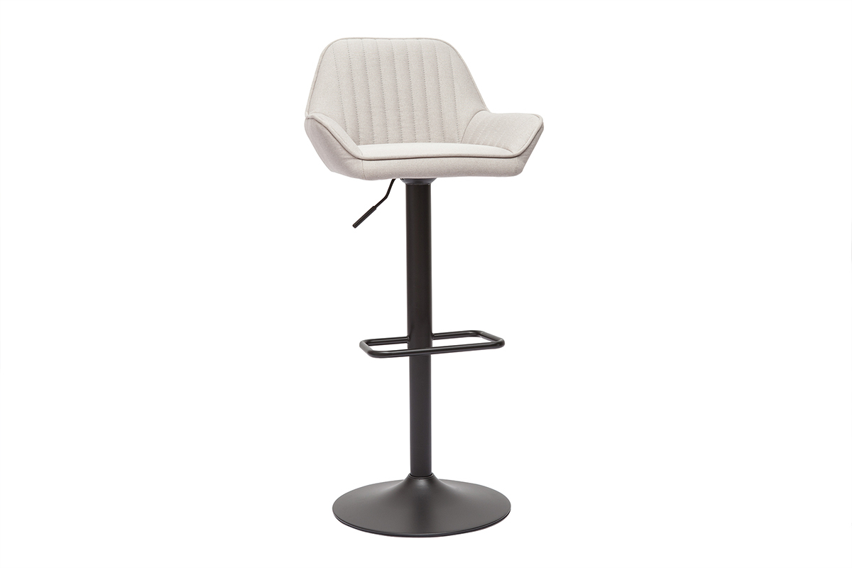 Set de 2 taburetes de cocina ajustable de tela beige y metal negro RONNIE