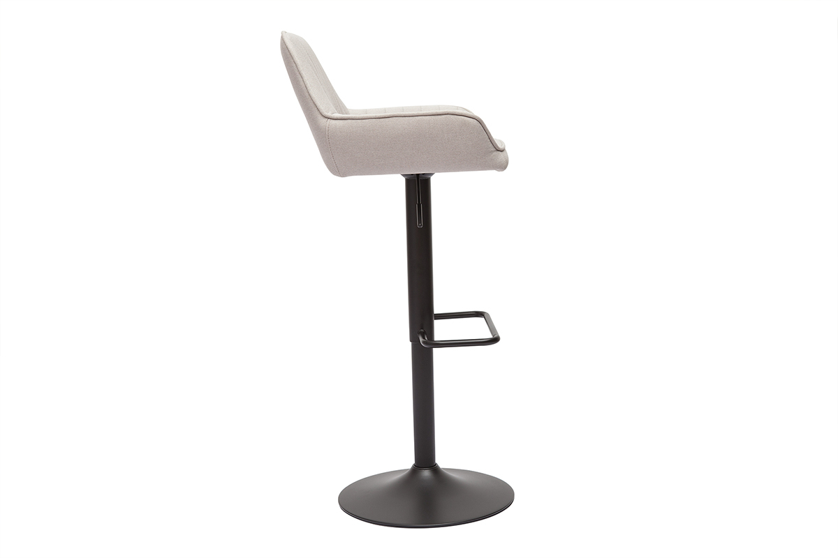 Set de 2 taburetes de cocina ajustable de tela beige y metal negro RONNIE