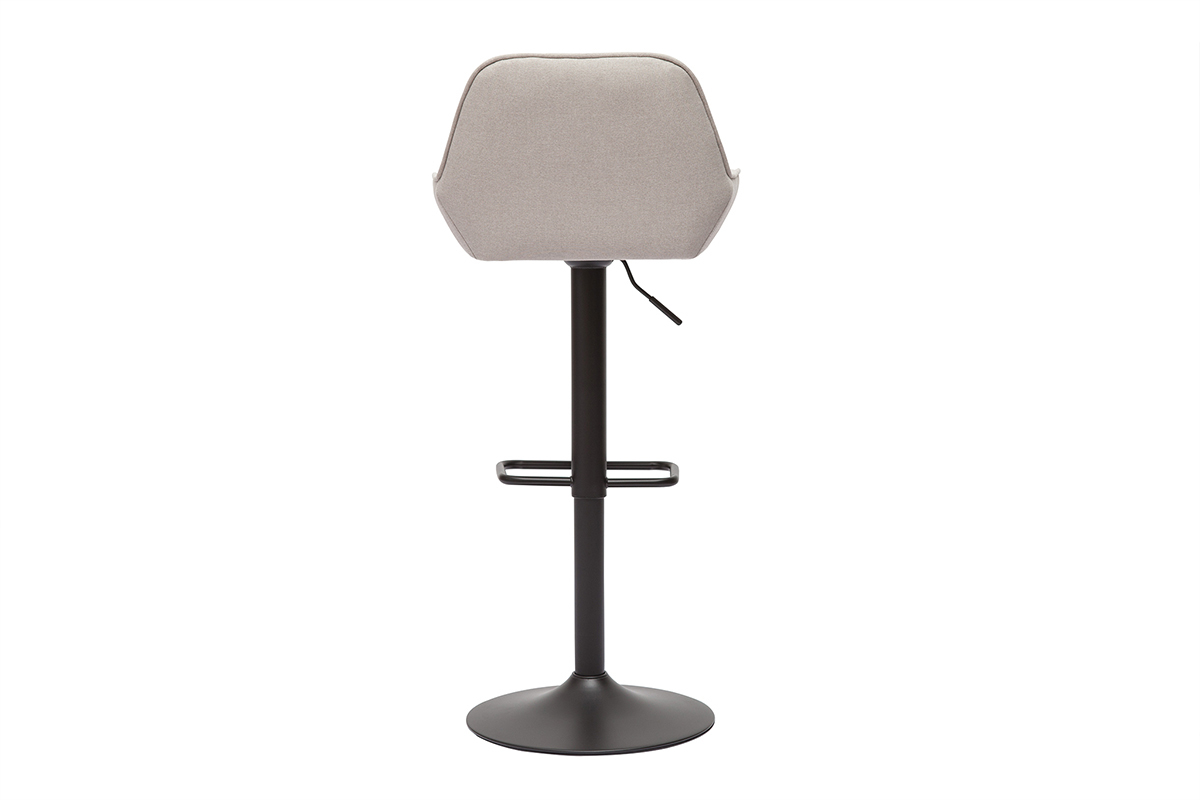 Set de 2 taburetes de cocina ajustable de tela beige y metal negro RONNIE