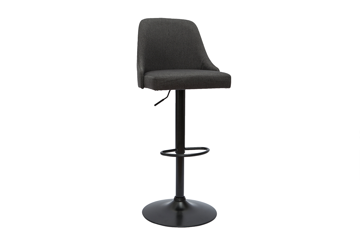 Set de 2taburetes de cocina ajustable de tela gris oscura y metal negro HASTA