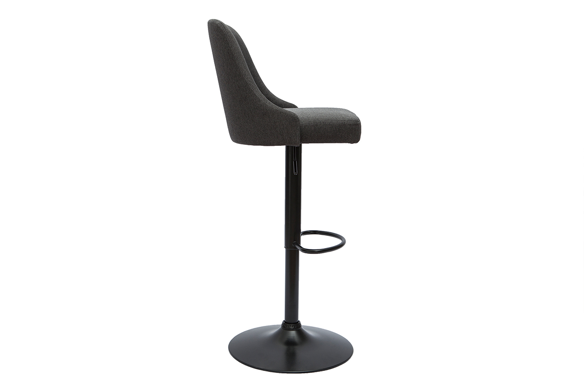 Set de 2taburetes de cocina ajustable de tela gris oscura y metal negro HASTA