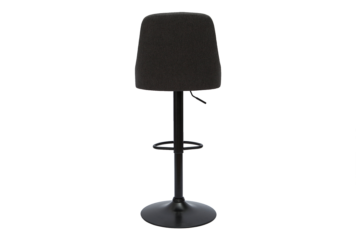 Set de 2taburetes de cocina ajustable de tela gris oscura y metal negro HASTA