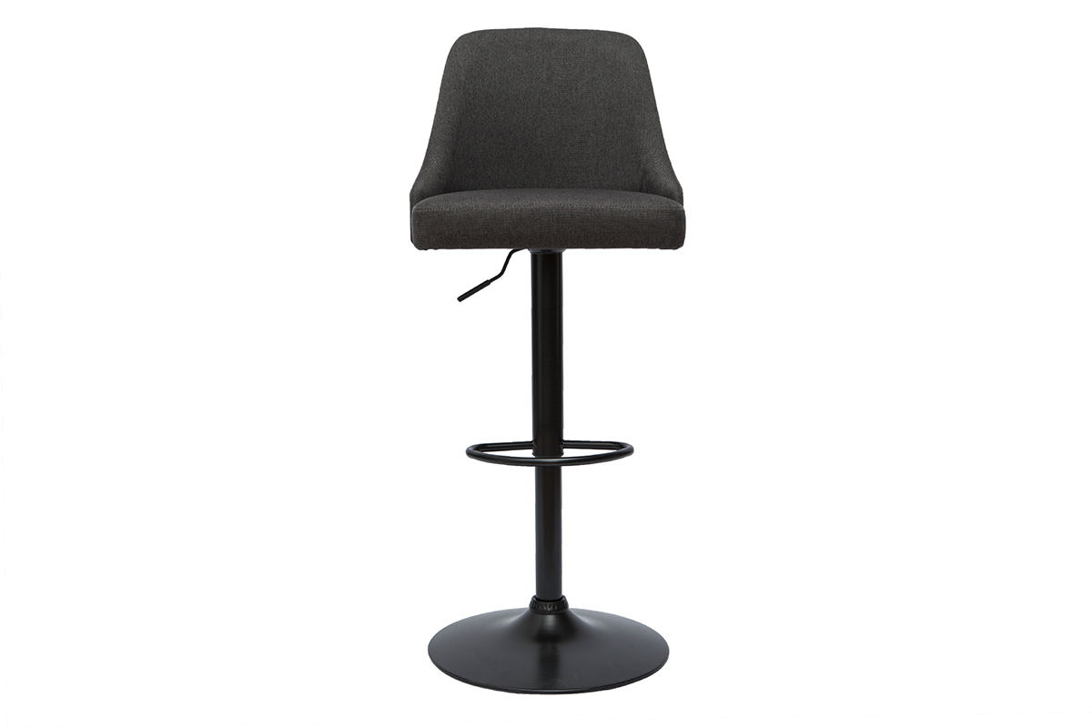 Set de 2taburetes de cocina ajustable de tela gris oscura y metal negro HASTA