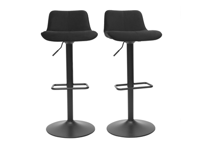 Set de 2 taburetes de cocina ajustables 360º negros de terciopelo y metal BOOST