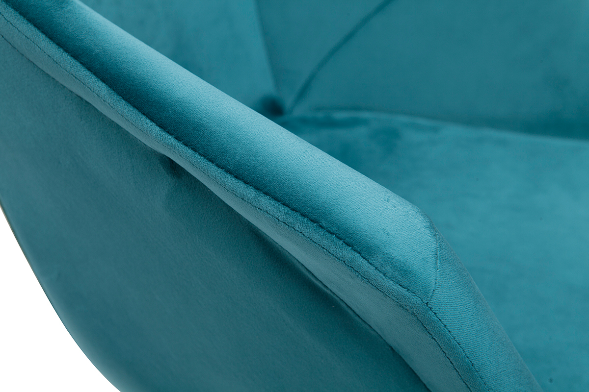 Set de 2 taburetes de cocina ajustables 360� de terciopelo azul petr�leo y metal TAYA