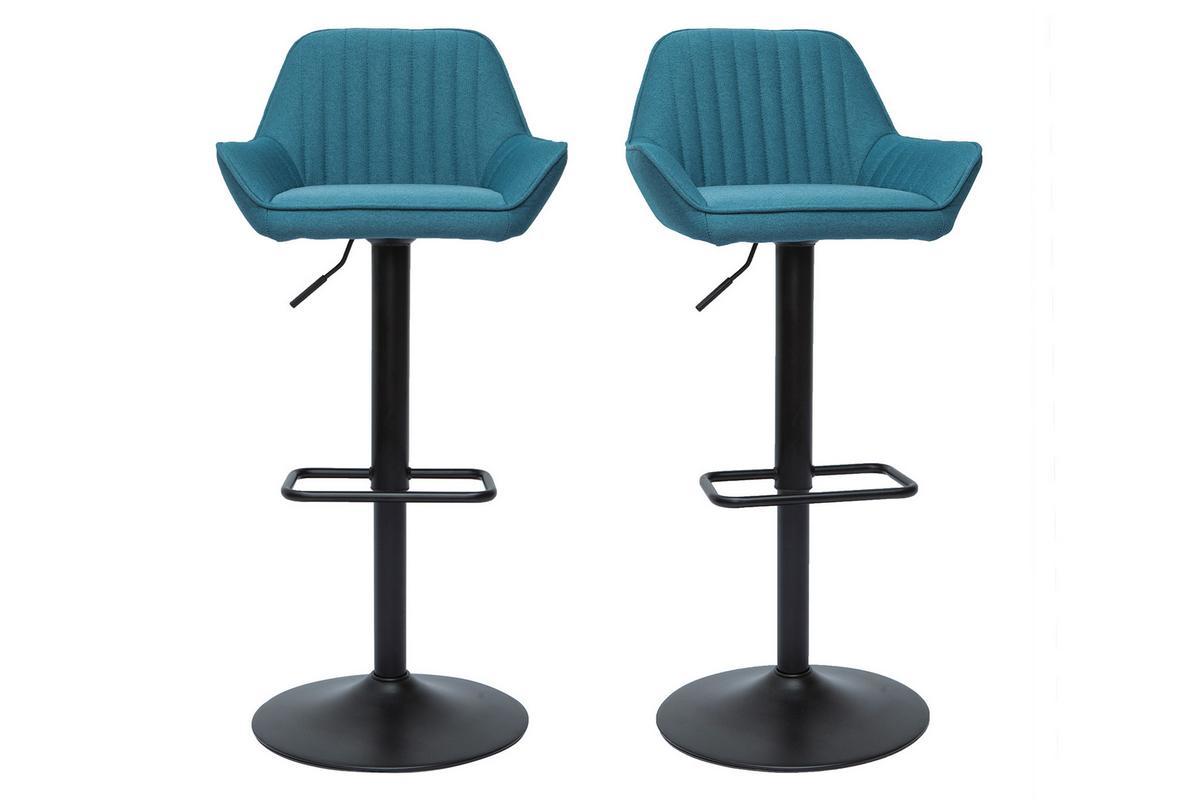 Set de 2taburetes de cocina ajustables de diseo de tejido azul petrleo RONNIE