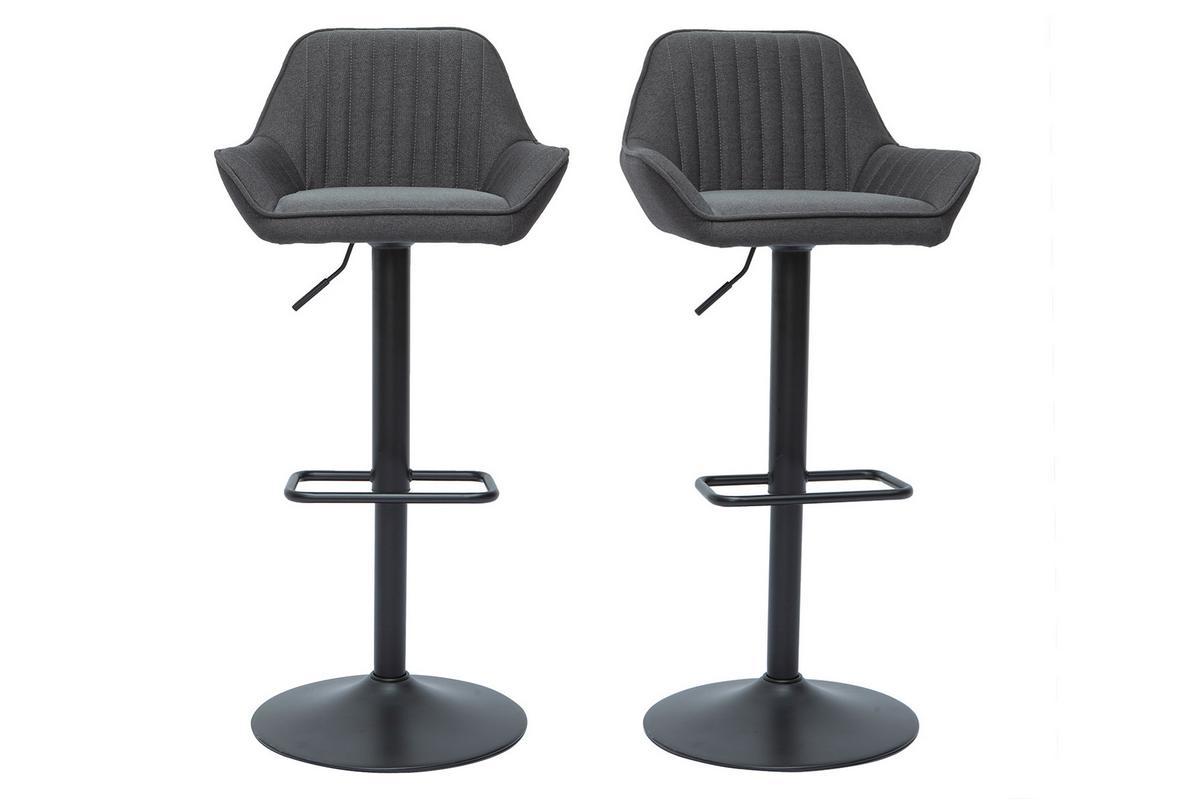 Set de 2taburetes de cocina ajustables de diseo de tejido gris antracita RONNIE