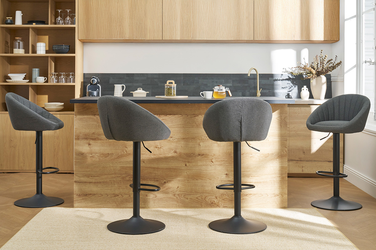 Set de 2taburetes de cocina ajustables de diseo gris SHERU
