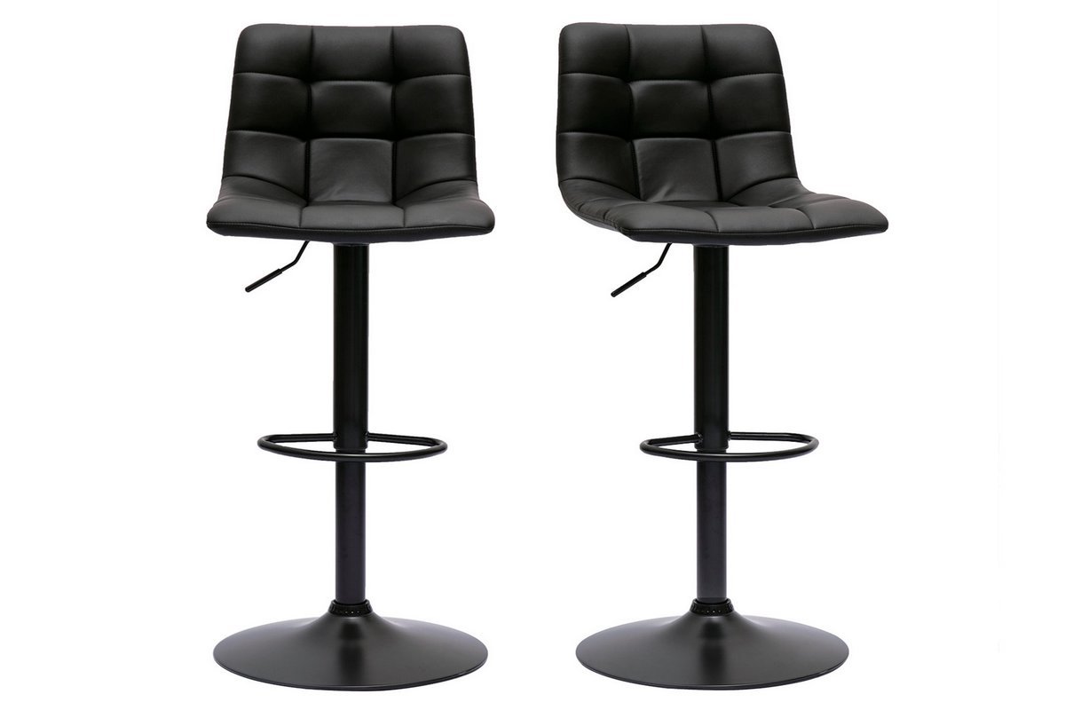 Set de 2 taburetes de cocina ajustables de diseo negro 65 cm MAXWELL