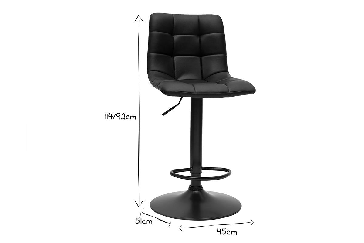 Set de 2 taburetes de cocina ajustables de diseo negro 65 cm MAXWELL