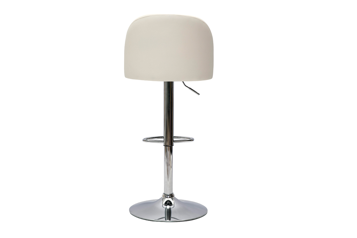 Set de 2taburetes de cocina ajustables de poliuretano blanco y metal cromado CELESTE