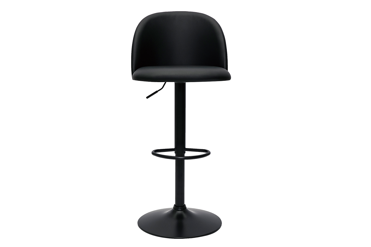 Set de 2taburetes de cocina ajustables de poliuretano negro y metal negro CELESTE