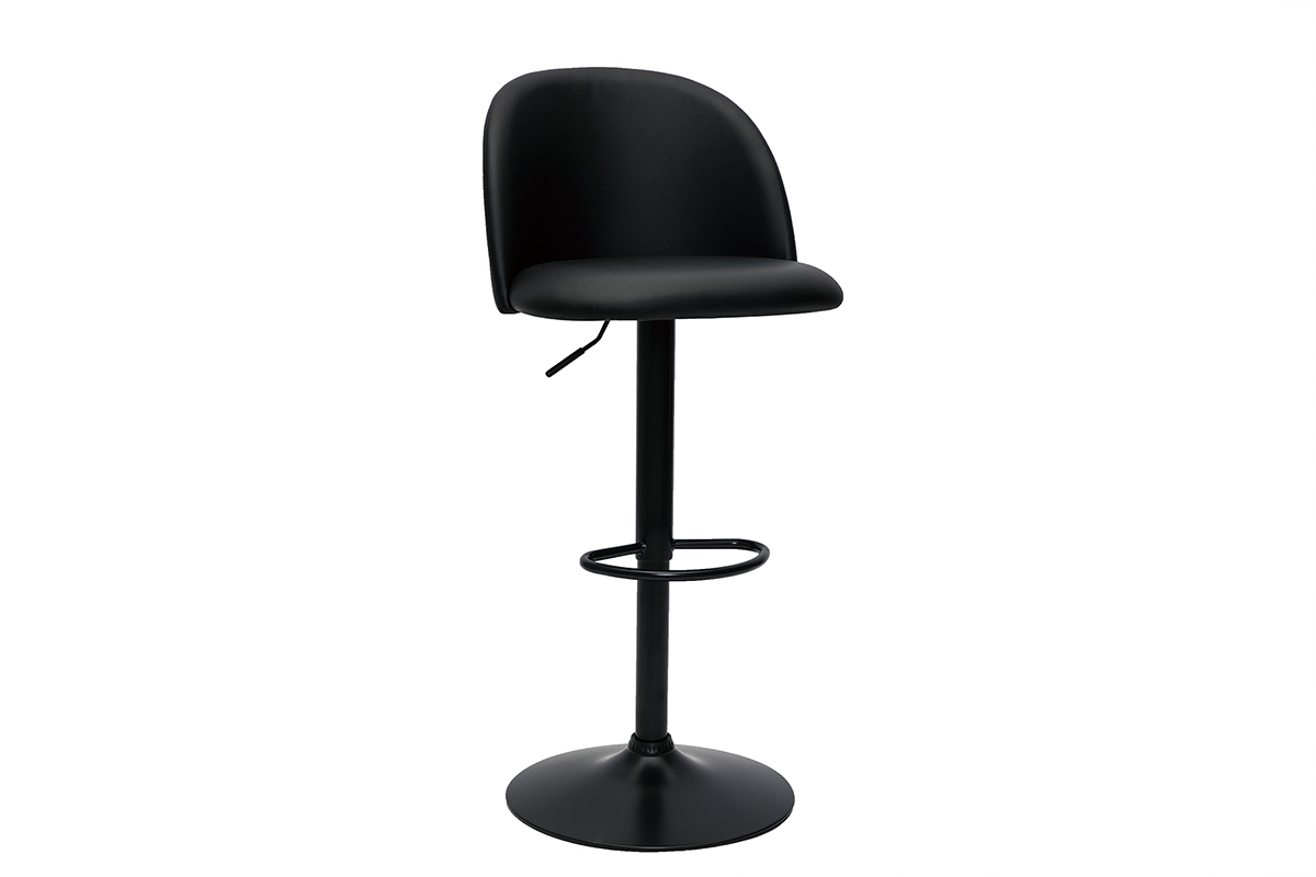 Set de 2taburetes de cocina ajustables de poliuretano negro y metal negro CELESTE