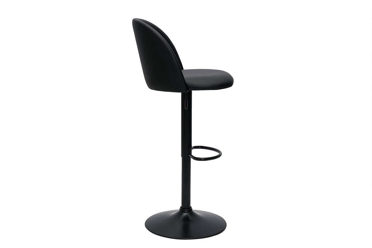 Set de 2taburetes de cocina ajustables de poliuretano negro y metal negro CELESTE