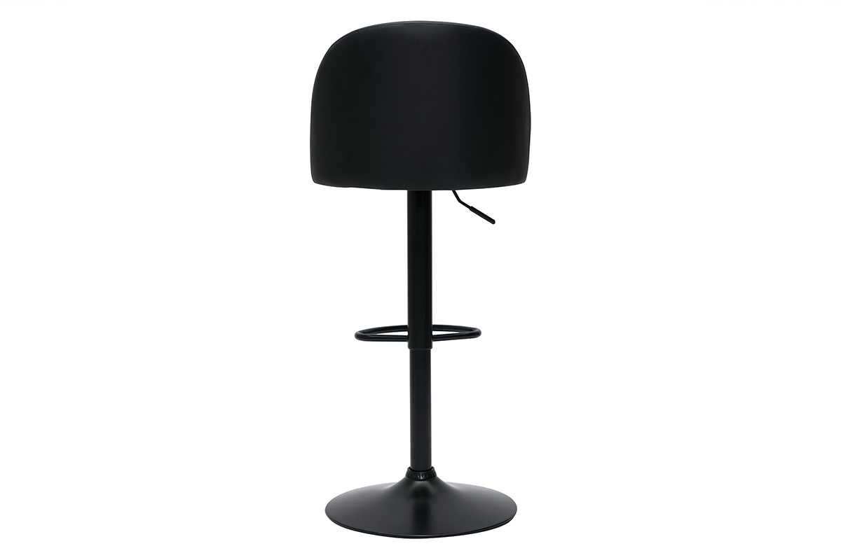 Set de 2taburetes de cocina ajustables de poliuretano negro y metal negro CELESTE