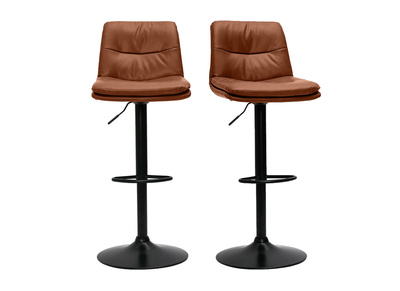 Set de 2 taburetes de cocina ajustables de poliuretano negro y metal negro HASTA