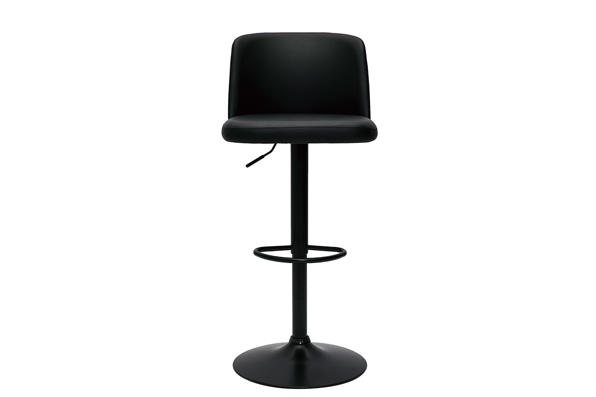Set de 2taburetes de cocina ajustables de poliuretano negro y metal negro MONTI