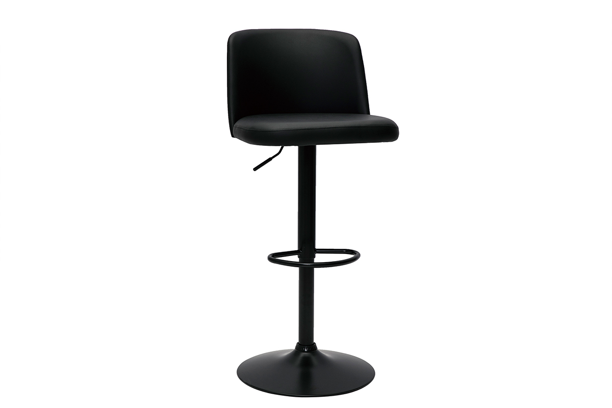 Set de 2taburetes de cocina ajustables de poliuretano negro y metal negro MONTI