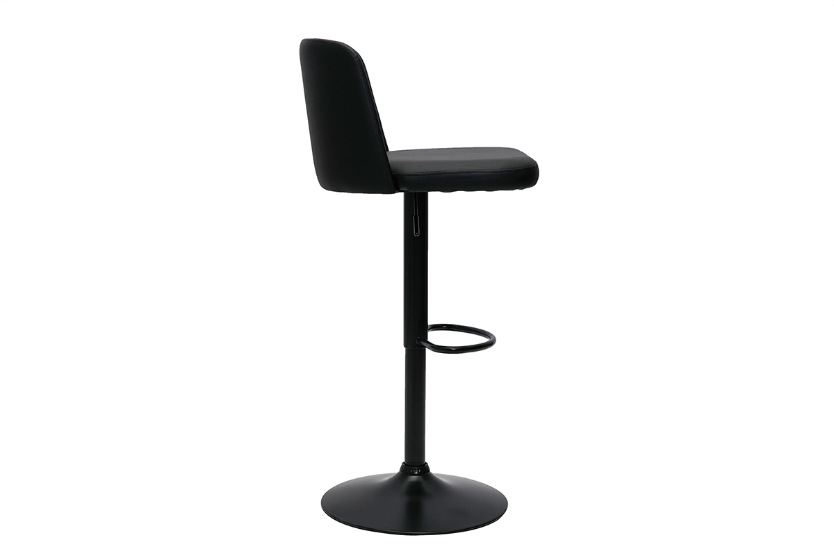Set de 2taburetes de cocina ajustables de poliuretano negro y metal negro MONTI