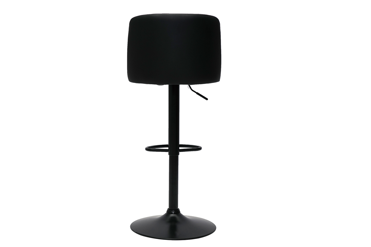 Set de 2taburetes de cocina ajustables de poliuretano negro y metal negro MONTI