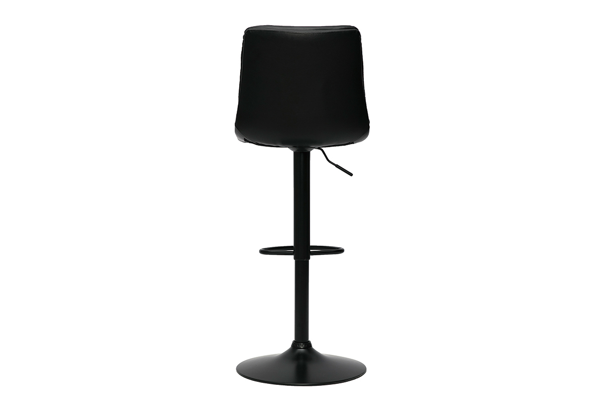 Set de 2taburetes de cocina ajustables de poliuretano negro y metal negro ZUCK