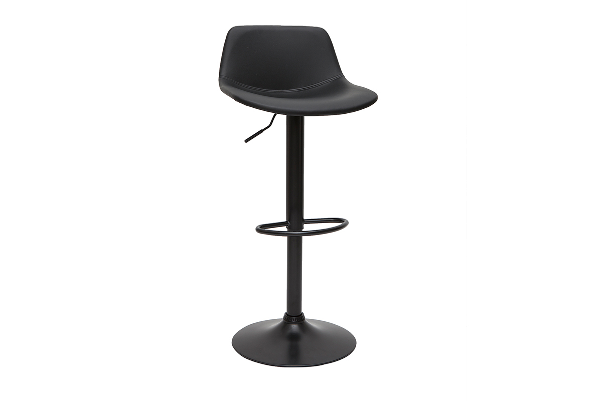 Set de 2 taburetes de cocina ajustables de poliuretano y metal negro NONIE