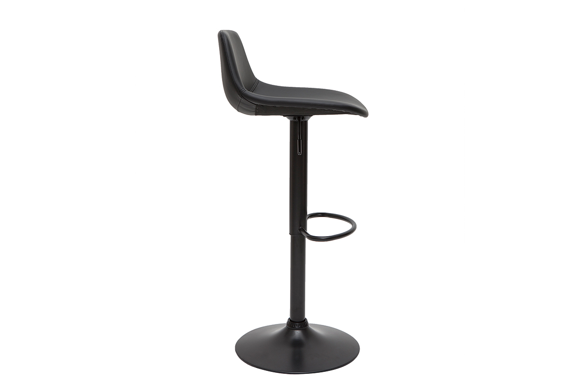 Set de 2 taburetes de cocina ajustables de poliuretano y metal negro NONIE