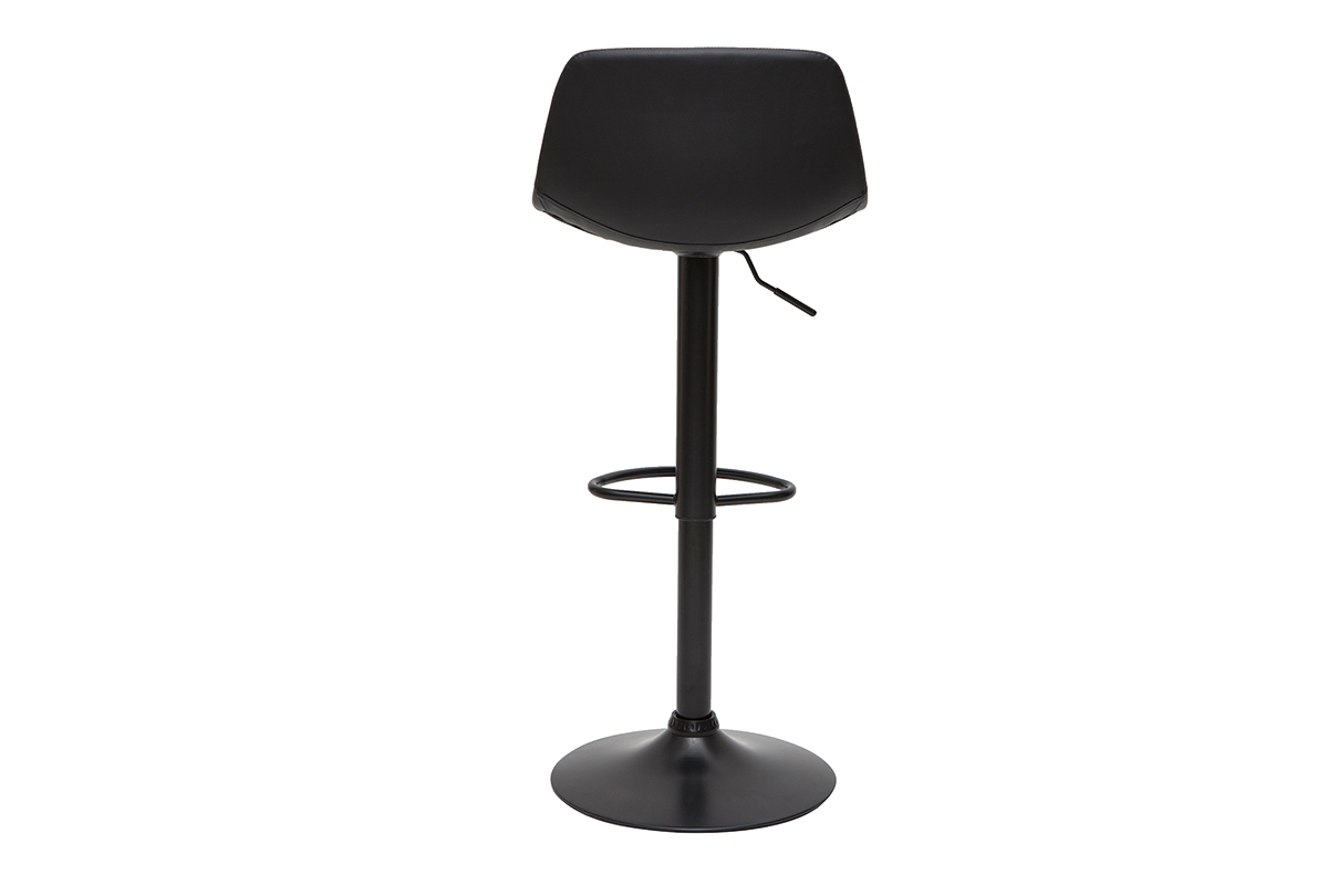 Set de 2 taburetes de cocina ajustables de poliuretano y metal negro NONIE