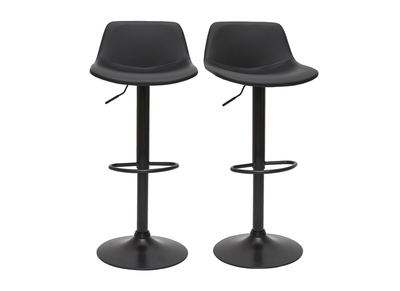 Set de 2 taburetes de cocina ajustables de poliuretano y metal negro NONIE