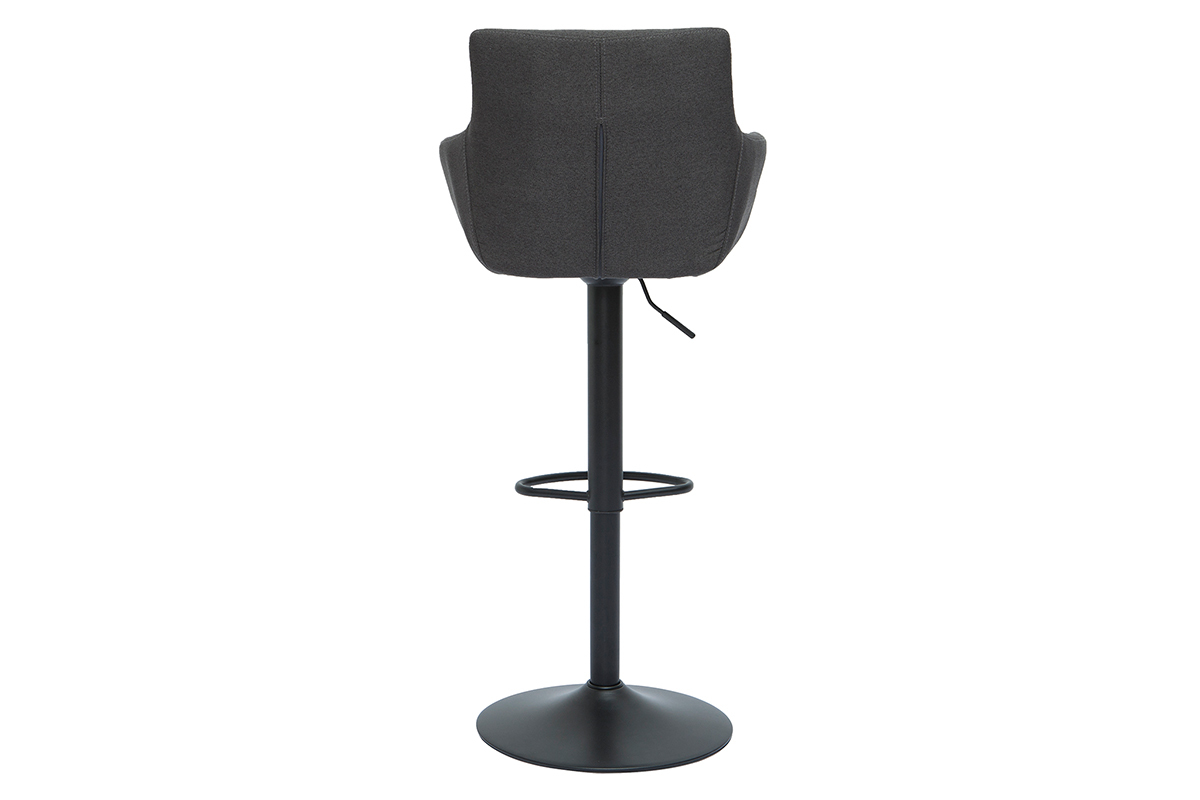 Set de 2taburetes de cocina ajustables de tela gris antracita y metal negro CARLIE