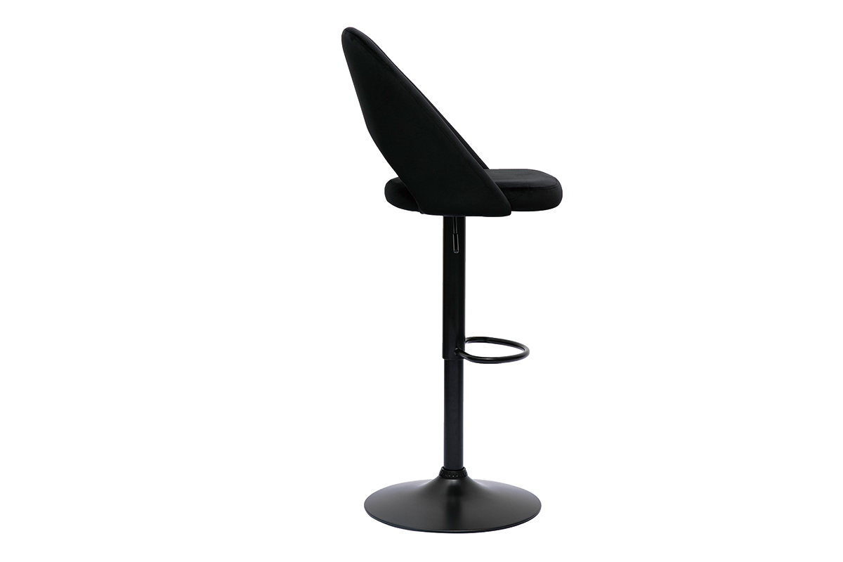 Set de 2 taburetes de cocina ajustables de terciopelo negro y metal negro COSETTE