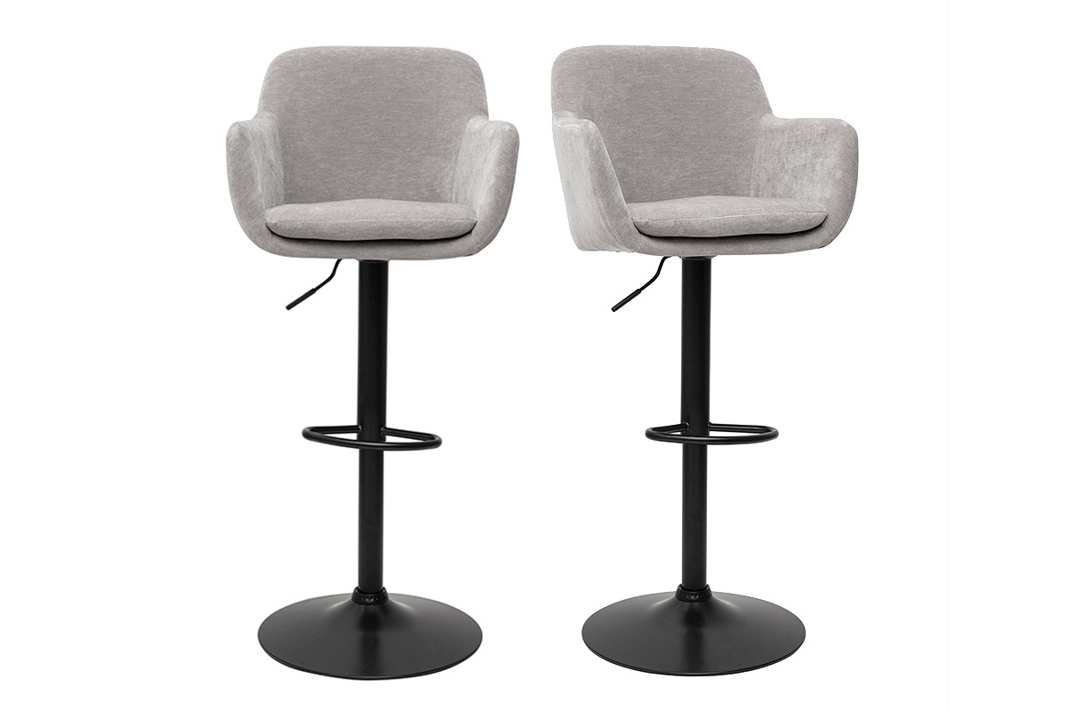 Set de 2 taburetes de cocina ajustables efecto terciopelo gris claro AMIKA