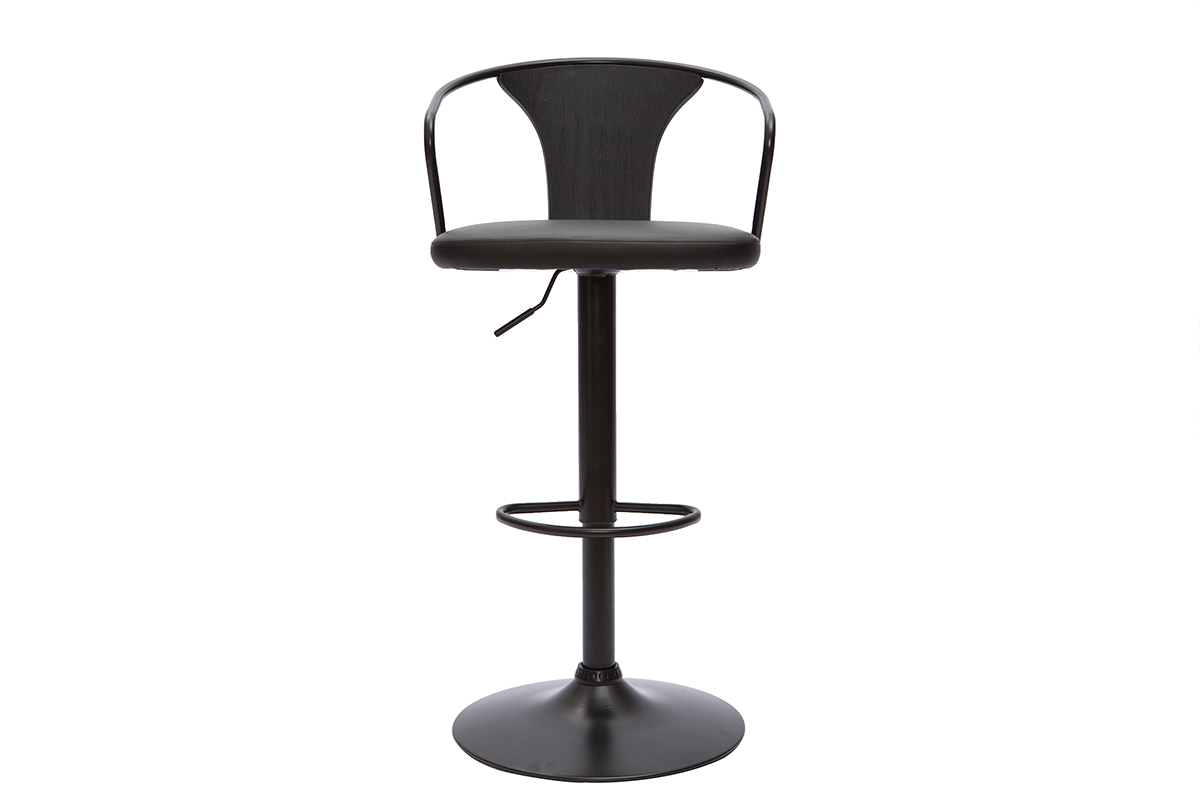 Set de 2 taburetes de cocina ajustables negros estilo industrial BECKETT