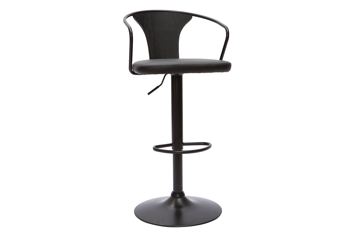 Set de 2 taburetes de cocina ajustables negros estilo industrial BECKETT