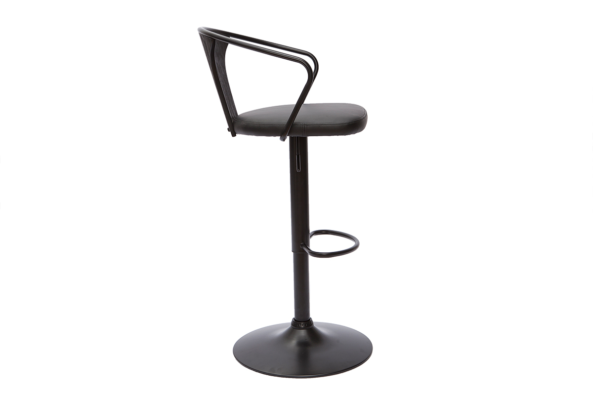 Set de 2 taburetes de cocina ajustables negros estilo industrial BECKETT