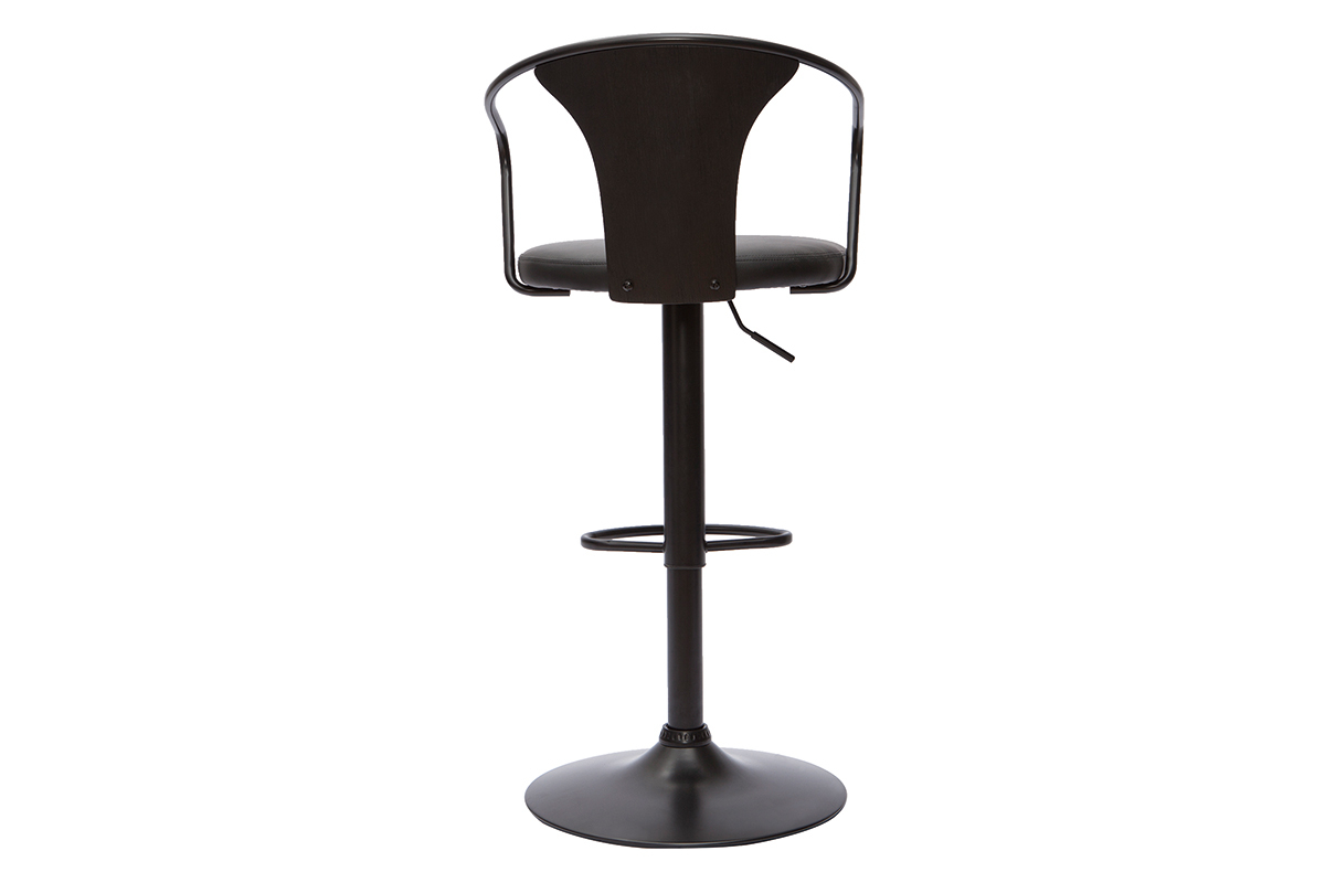 Set de 2 taburetes de cocina ajustables negros estilo industrial BECKETT