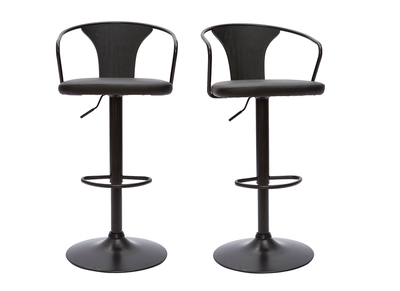 Set de 2 taburetes de cocina ajustables negros estilo industrial BECKETT
