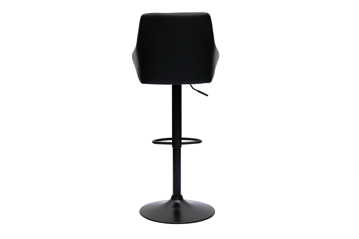 Set de 2 taburetes de cocina ajustables y acolchados negros y metal negro 360 MONTERO