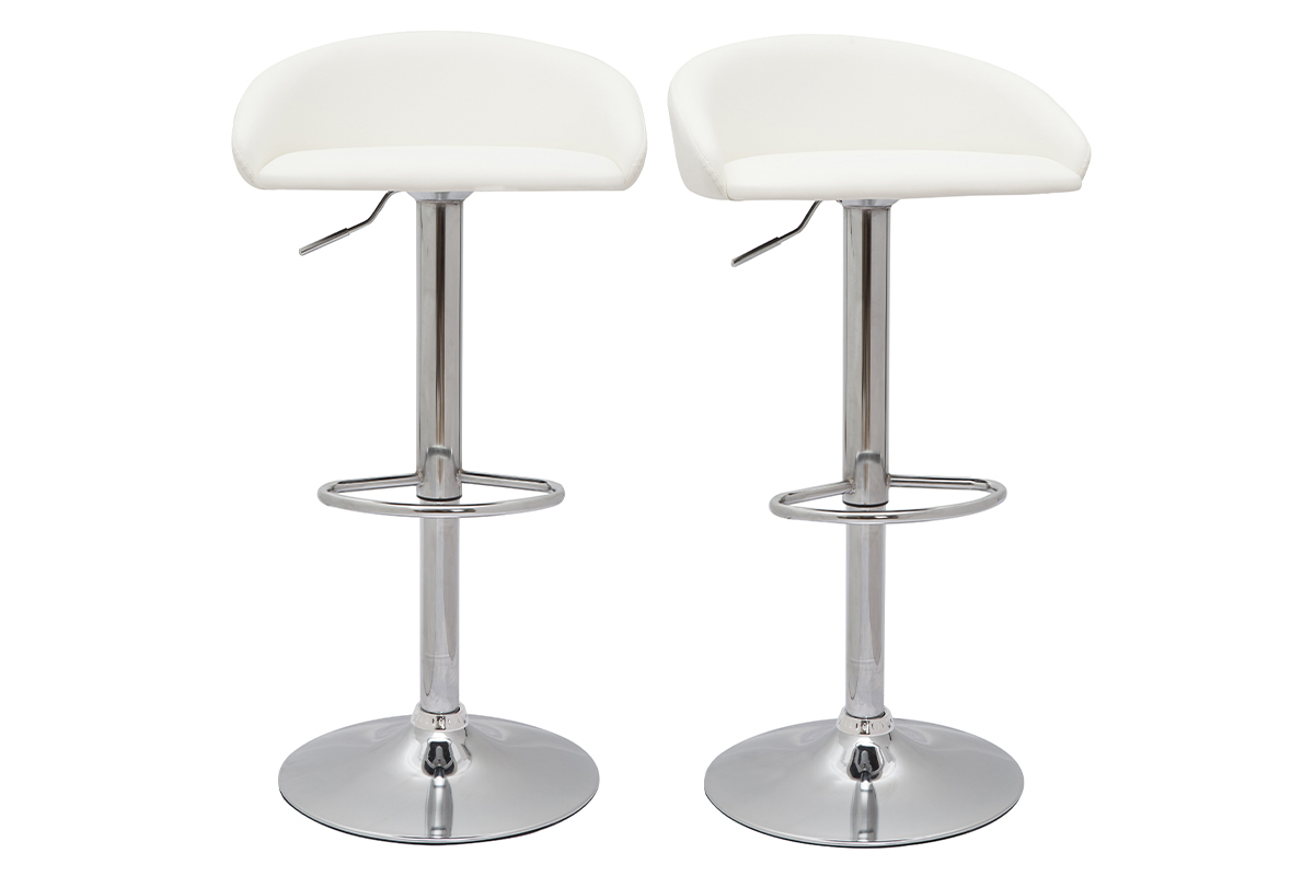 Set de 2taburetes de cocina blancos con acero cromado REYNOLD