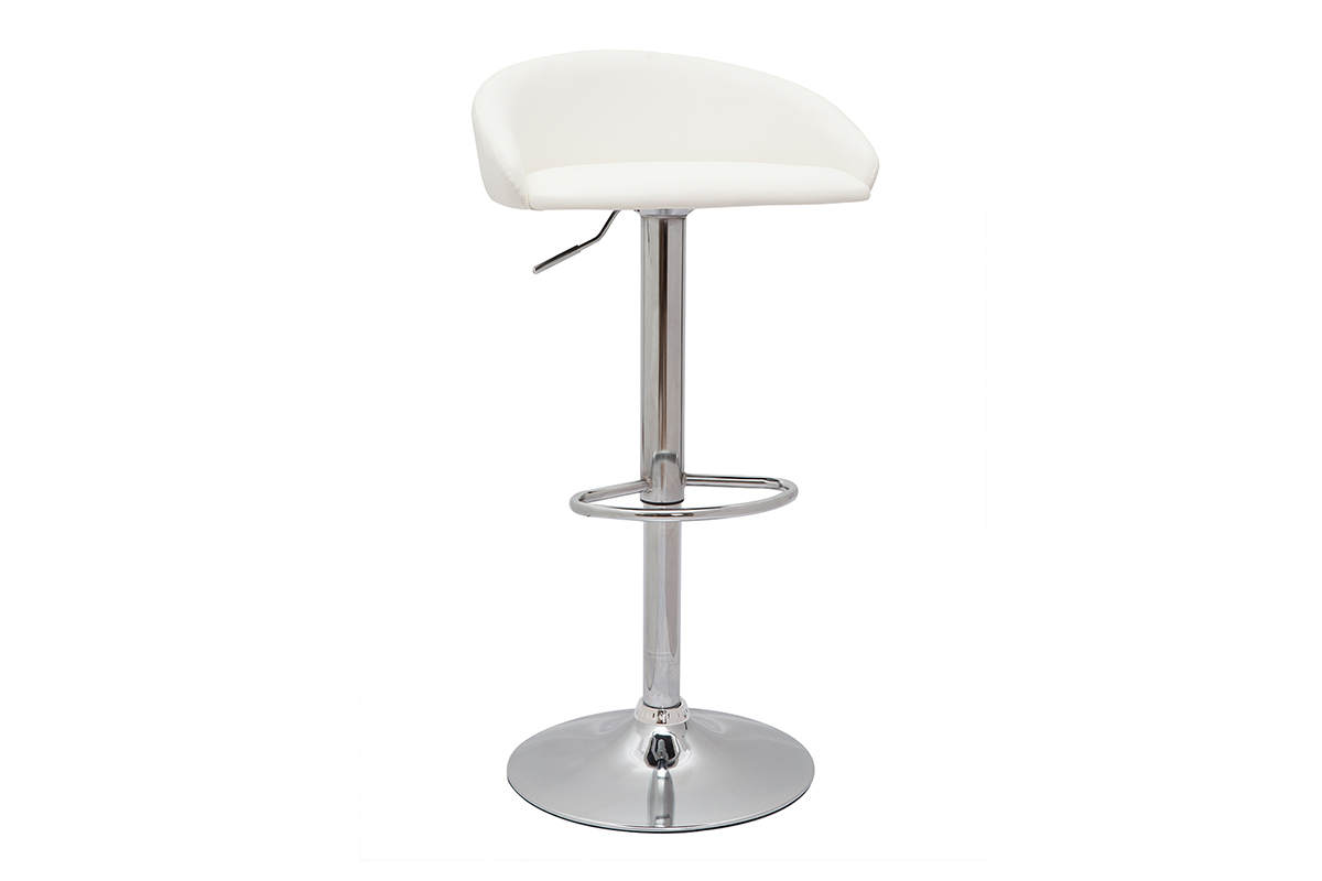 Set de 2taburetes de cocina blancos con acero cromado REYNOLD