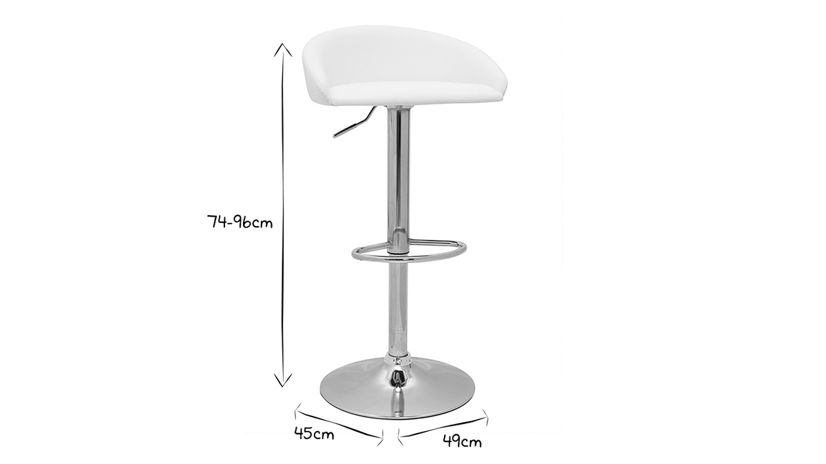 Set de 2taburetes de cocina blancos con acero cromado REYNOLD