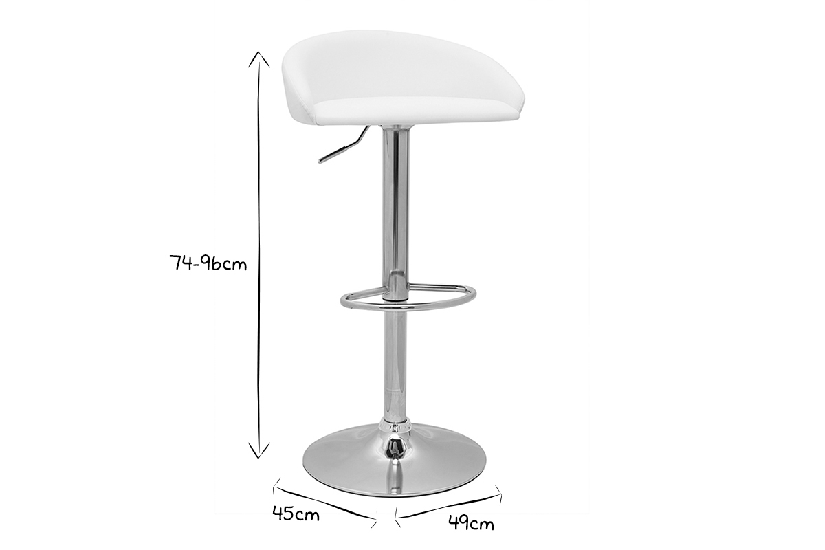 Set de 2taburetes de cocina blancos con acero cromado REYNOLD