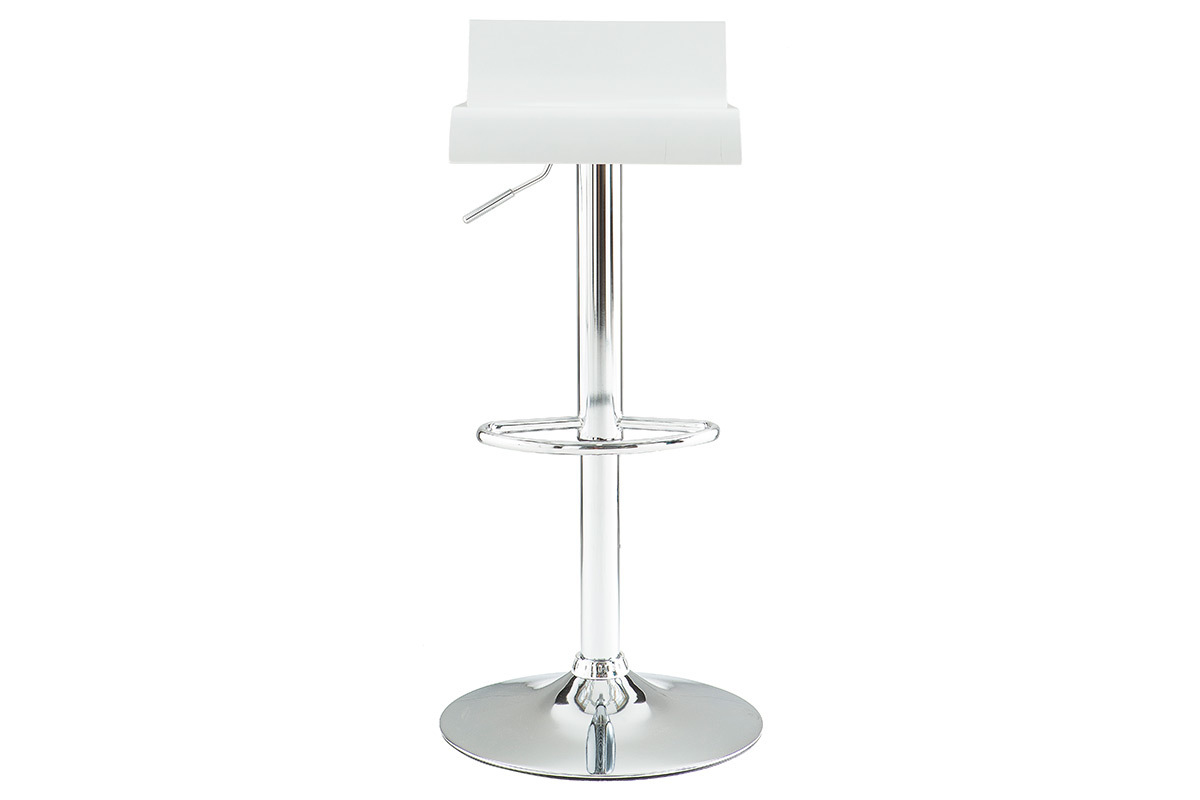 Set de 2 taburetes de cocina blancos con madera y acero cromado SURF V2