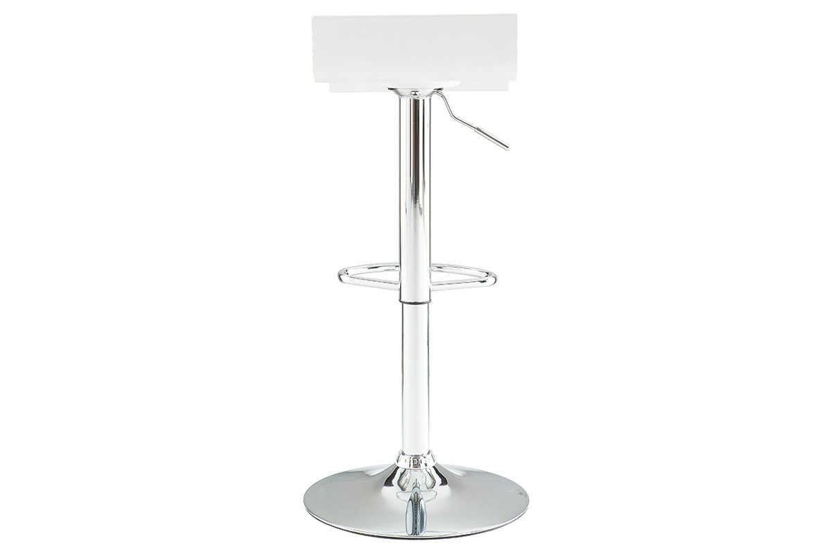 Set de 2 taburetes de cocina blancos con madera y acero cromado SURF V2