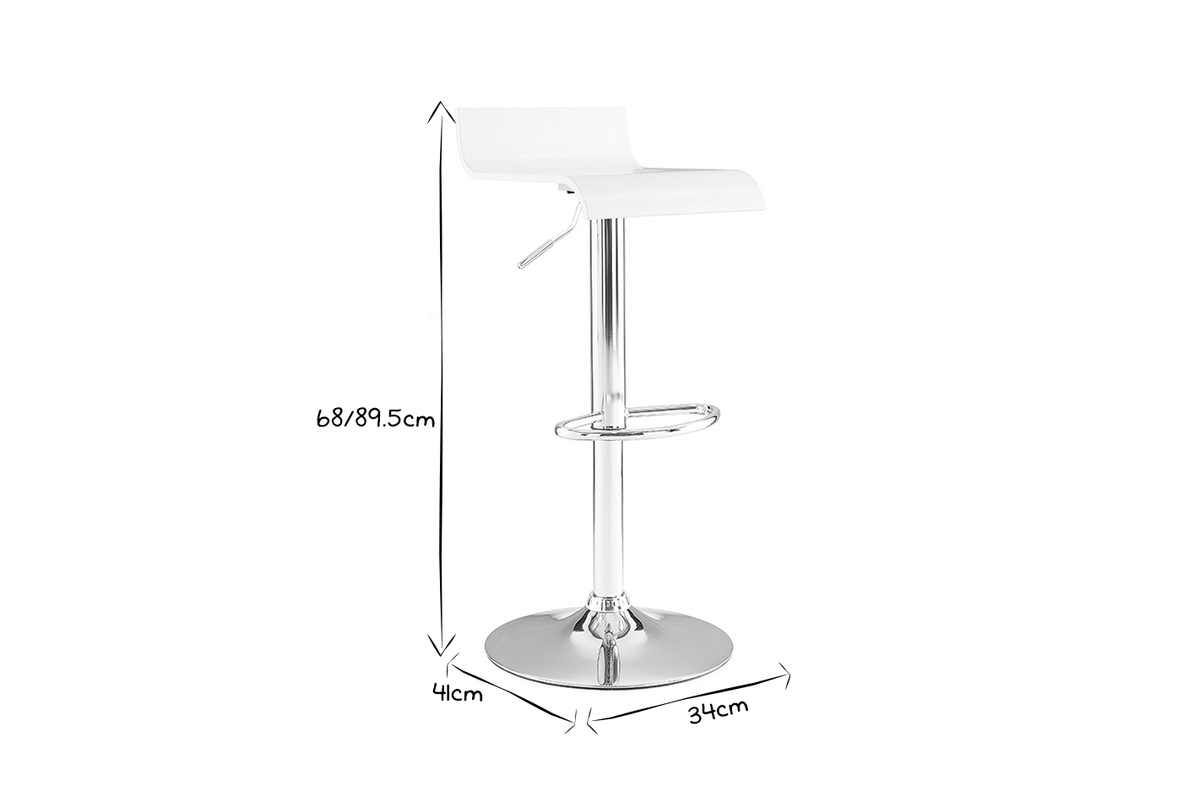 Set de 2 taburetes de cocina blancos con madera y acero cromado SURF V2