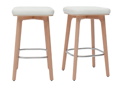 Set de 2 taburetes de cocina blancos y de madera clara 65 cm GRAMMA
