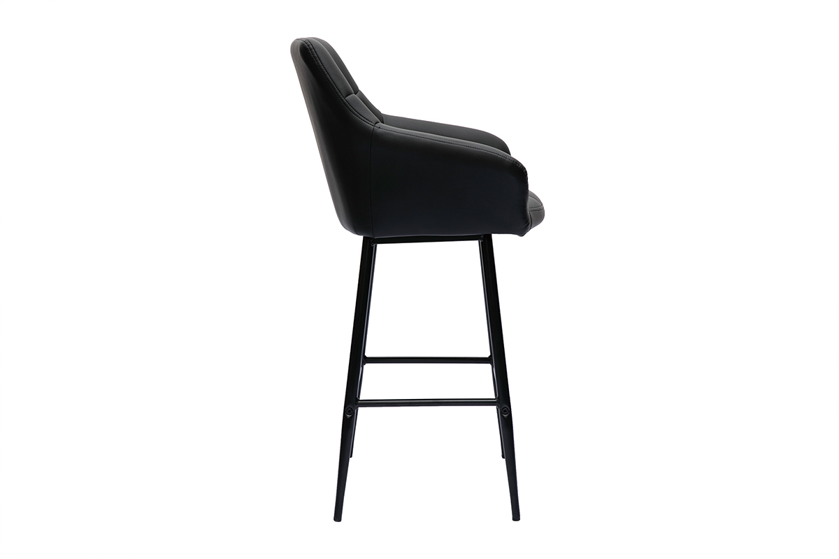 Set de 2 taburetes de cocina con asiento acolchado negro y metal negro 65 cm MONTERO