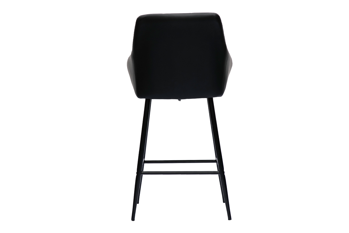 Set de 2 taburetes de cocina con asiento acolchado negro y metal negro 65 cm MONTERO