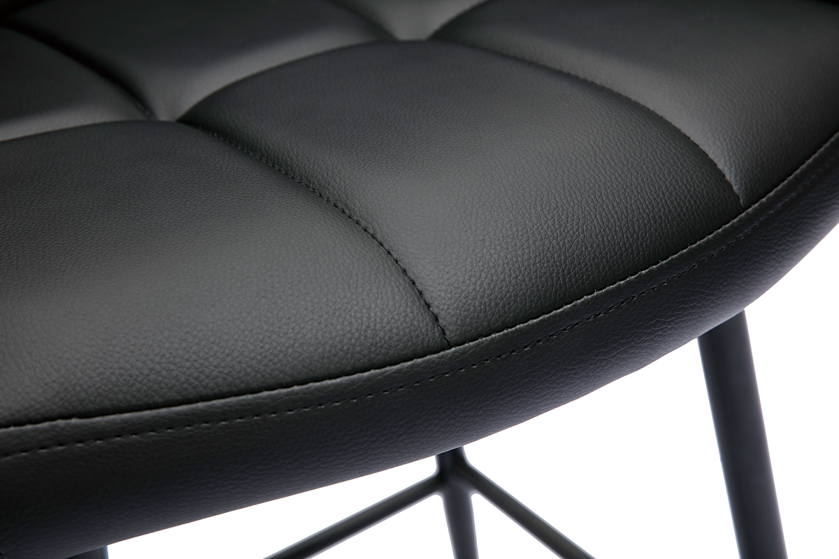 Set de 2 taburetes de cocina con asiento acolchado negro y metal negro 65 cm MONTERO